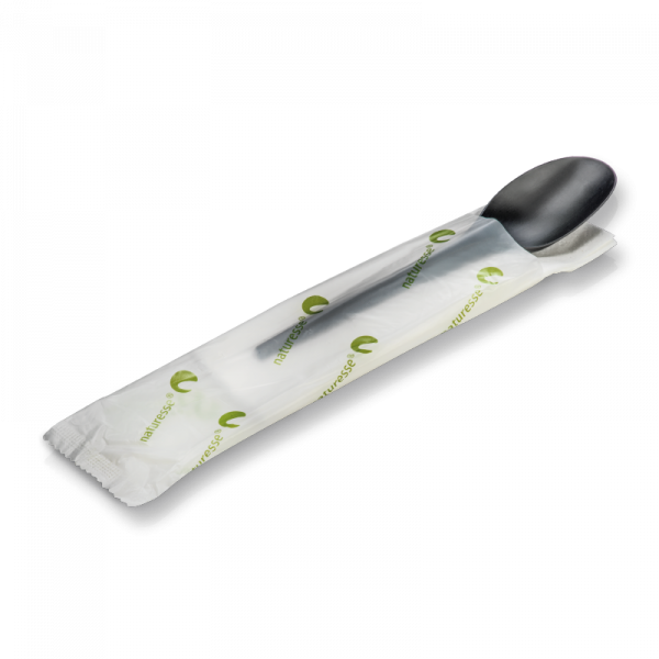naturesse CPLA Besteck-Set smart schwarz 2-tlg. Suppenlöffel, Serviette