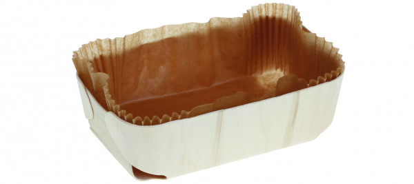 Holzbackform geklebt München 180x110x55mm ca. 700ml mit Papier