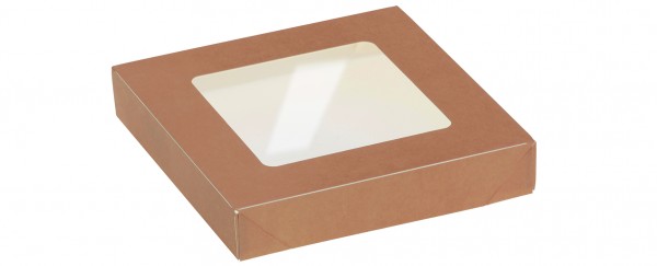 Deckel mit Sichtfenster zu Kartonbox 600ml - 135x135mm