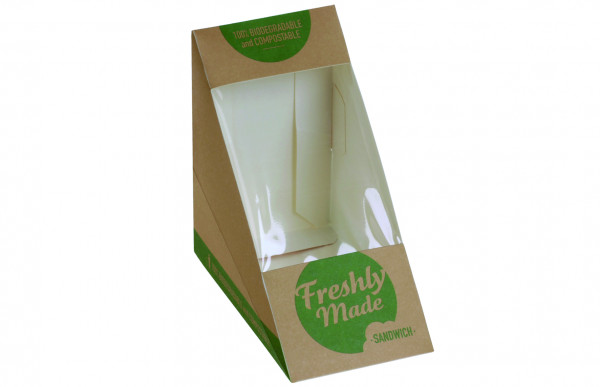 Sandwichverpackung grün/braun, 12,3x7,2x12,3cm, naturesse