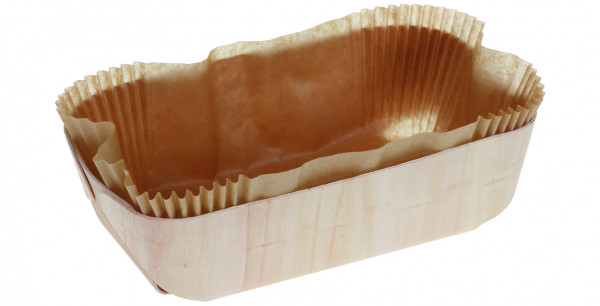 Holzbackform geklebt Freiburg 220x116x65mm ca. 1100ml mit Papier