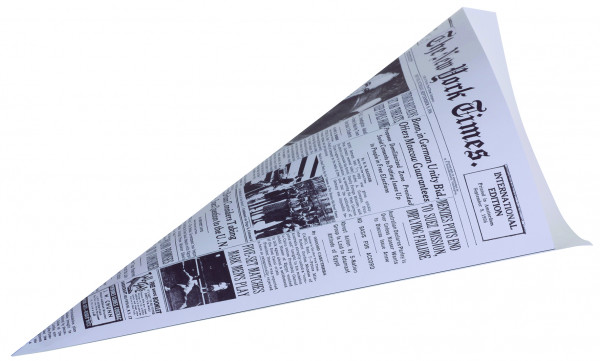Spitztüte gross, fettdicht, 27x38cm, Druck Zeitungspapier "New York Chronicle"