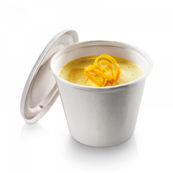 Zuckerrohr Suppenbecher , 425 ml, 8,5 cm tief - ohne Deckel